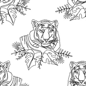 Single line tiger BW