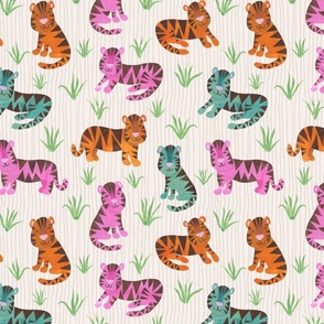 Bright Papercut Tigers - Medium Scale - Collage - Kids - Baby Cute