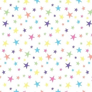 Rainbow Stars on White - Small Scale
