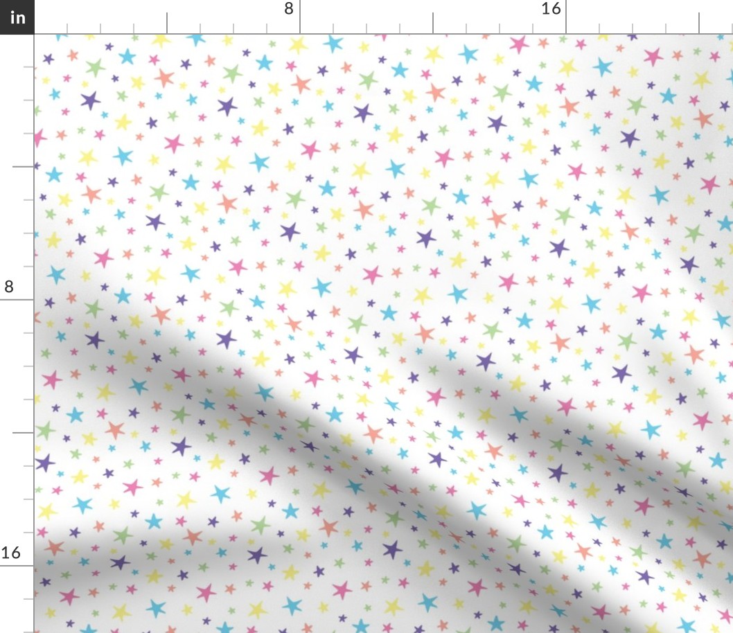 Rainbow Stars on White - Small Scale