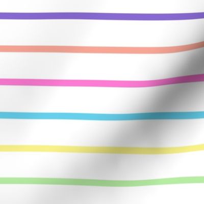 Rainbow Stripes on White - Medium Scale