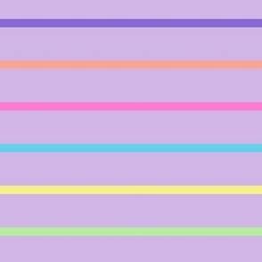 Rainbow Stripes on Lavender - Medium Scale