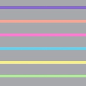 Rainbow Stripes on Gray - Medium Scale