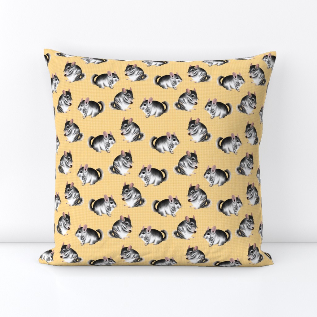 Adorable Chinchillas on Yellow Burlap by Brittanylane