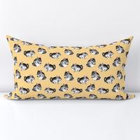 Adorable Chinchillas on Yellow Burlap by Brittanylane