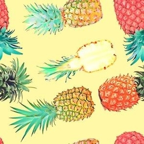 delicious pineapples on a yellow background