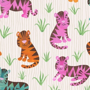 Bright Papercut Tigers -  Large Scale - Collage - Kids - Baby Cute