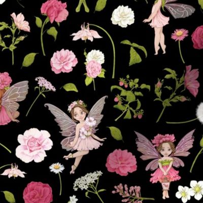 pink Fairy floral black