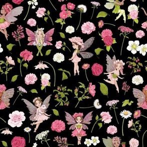 pink Fairy floral black