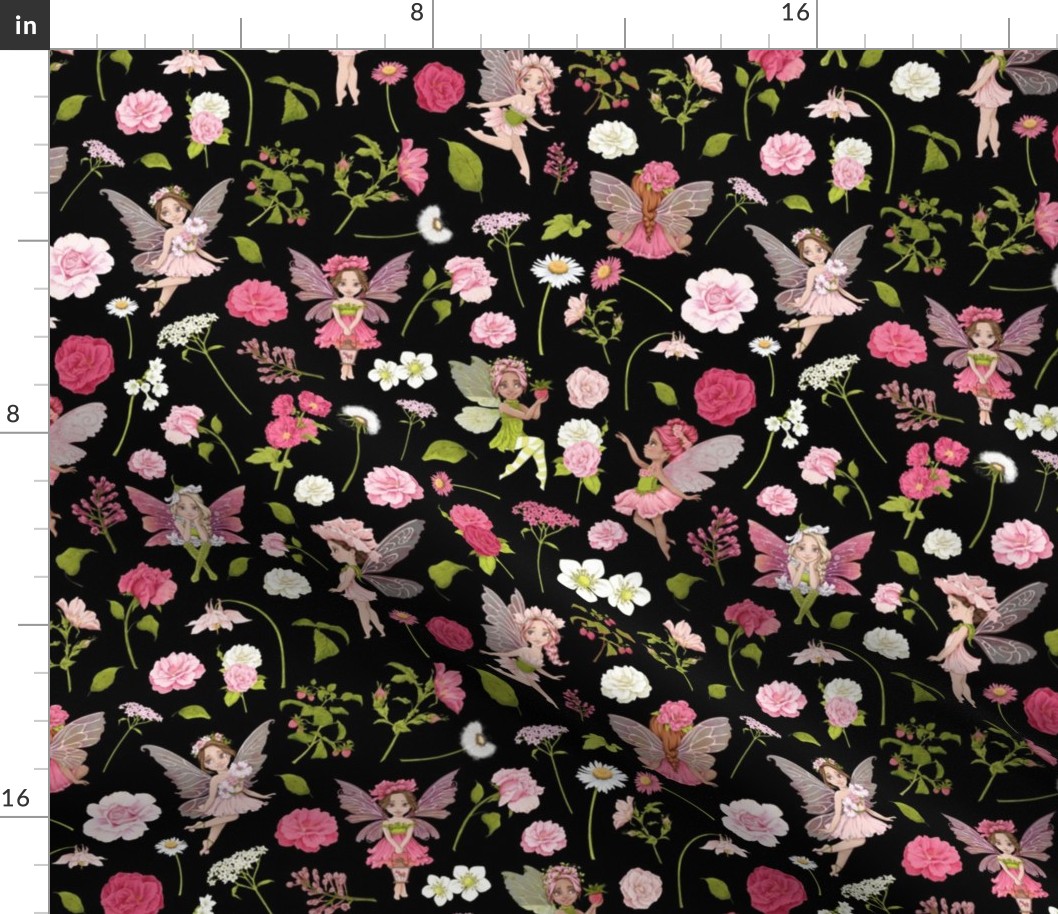 pink Fairy floral black