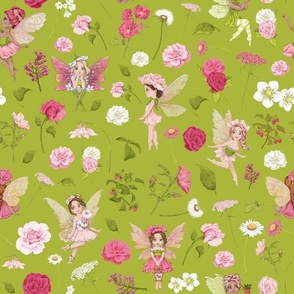 pink Fairy floral green