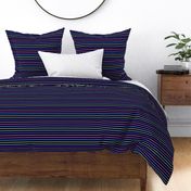 Rainbow Stripes on Navy Blue - Small Scale