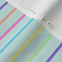 Rainbow Stripes on Mint Green - Small Scale