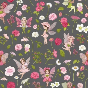 pink Fairy floral grey