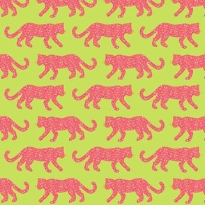 Pink Coral Leopards Big Cats Jaguars Tropical Spoonflower Fabric by the Yard 