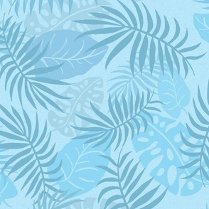 medium-Jungle Palm Fronds-sky blue 