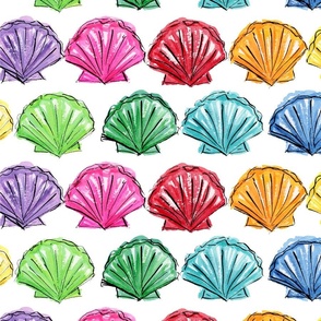 Rainbow shells in a alternating rows