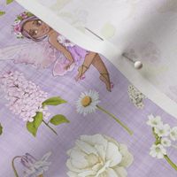 purple Fairy floral purple linen