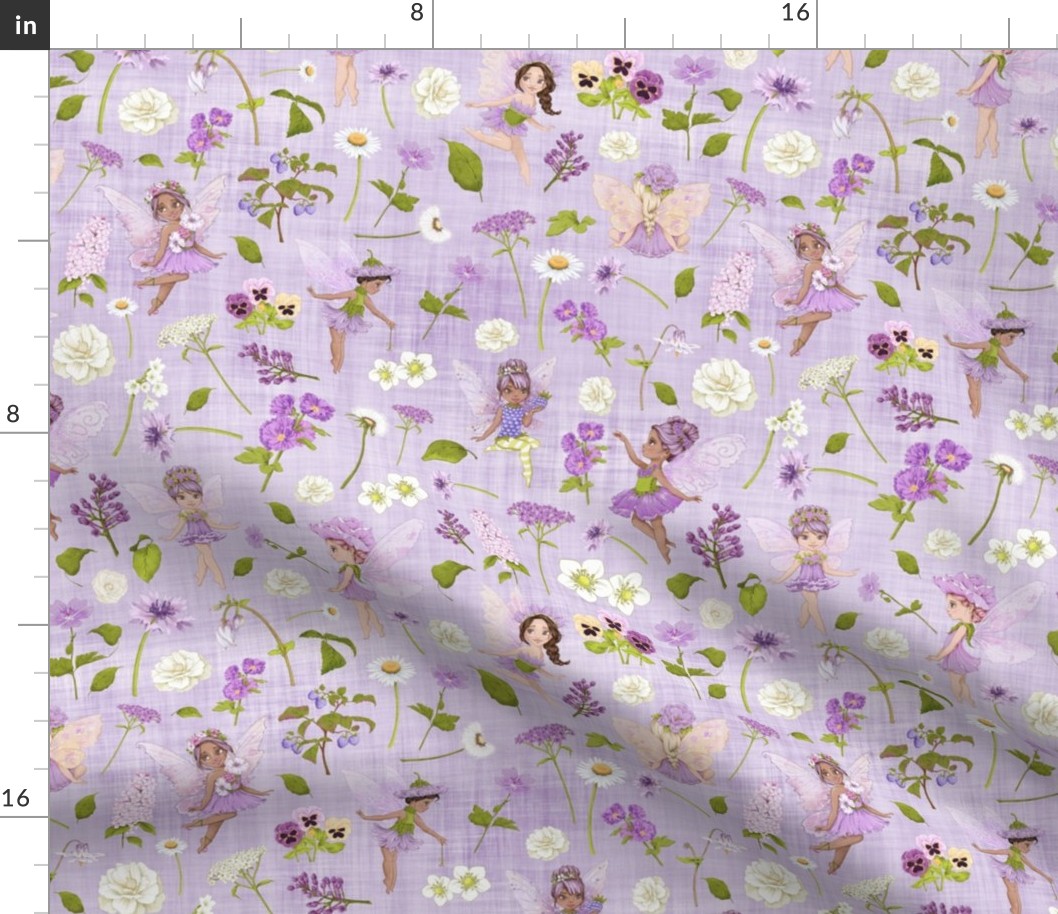 purple Fairy floral purple linen