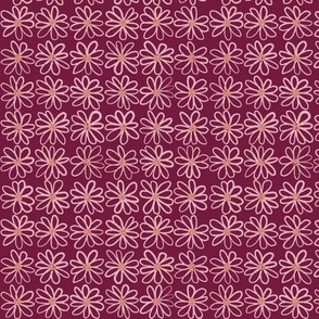 540 - Daisy grid in raspberry pink and pale pink- medium scale for spring and Easter crafts, home decor and summer apparel.