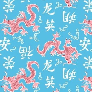 Year of the Dragon on blue