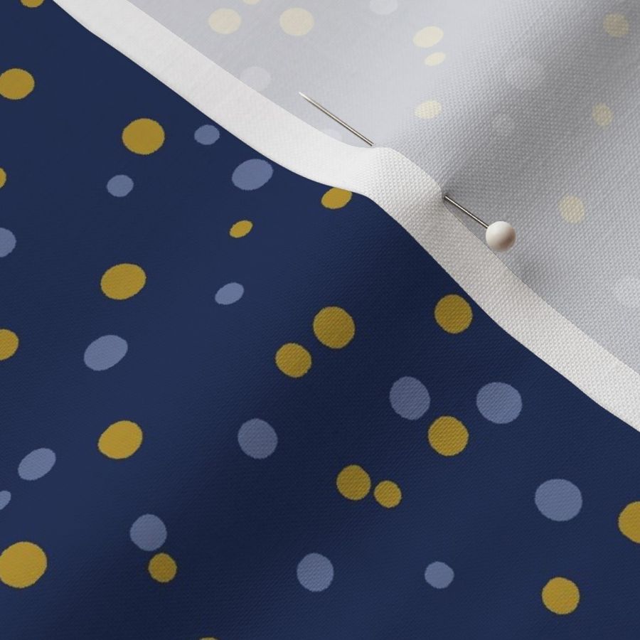 A Lotta Dots - gold and blue on navy -  small scale