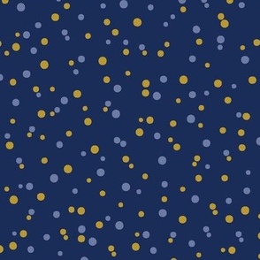 A Lotta Dots - gold and blue on navy -  small scale