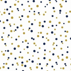 A Lotta Dots- gold and navy on white -  small scale