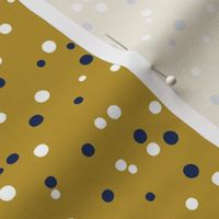 A Lotta Dots - white and navy on gold - medium small scale