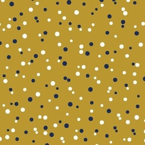 A Lotta Dots - white and navy on gold - medium small scale