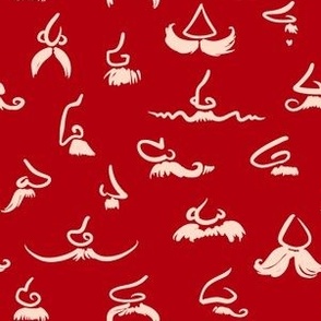 Noses and mustaches (on dark red)
