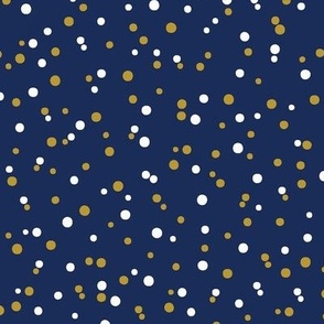 A Lotta Dots-white and gold on navy - small scale