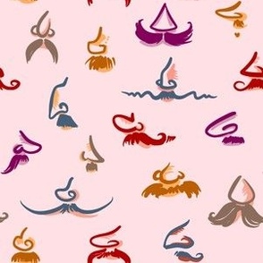 Noses and mustaches (on light pink)