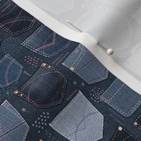 Denim Sashiko Jeans Pockets / Tiny Scale