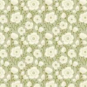 Pattern 0582 - Hand drawn florals, green 