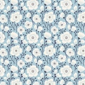 Pattern 0583 - Hand drawn florals, blue 