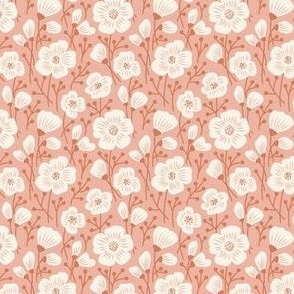 Pattern 0584 - Hand drawn florals, terracotta 