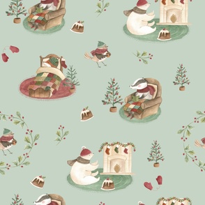 Cozy Christmas Winter Holidays - Mint Green 