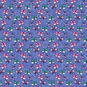 flock of doodle butterflies on periwinkle by rysunki_malunki