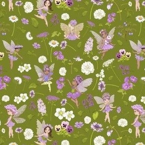 small scale purple Fairy floral green