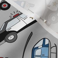 Small Scale / Emergency Cars / Tossed /  Light Grey Background