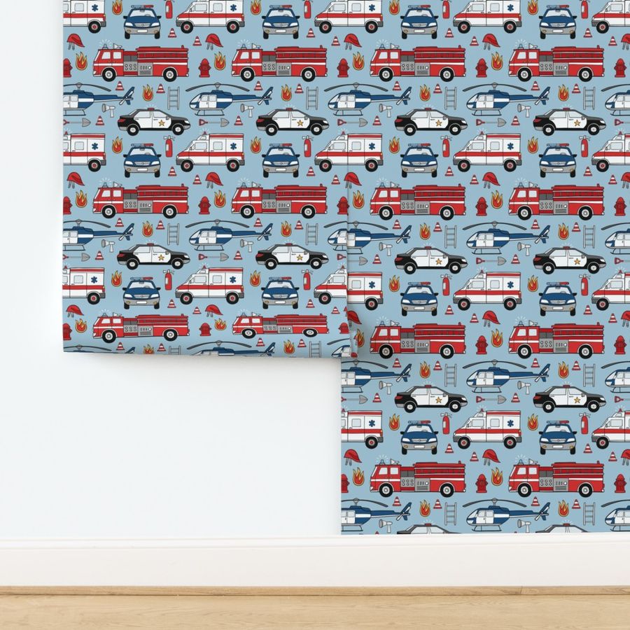 Medium Scale / Emergency Cars / Light Blue Background