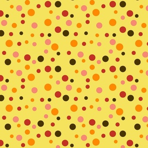 Brown, red and orange random polka dots - Medium scale