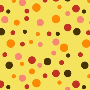 Brown, red and orange random polka dots - Large scale