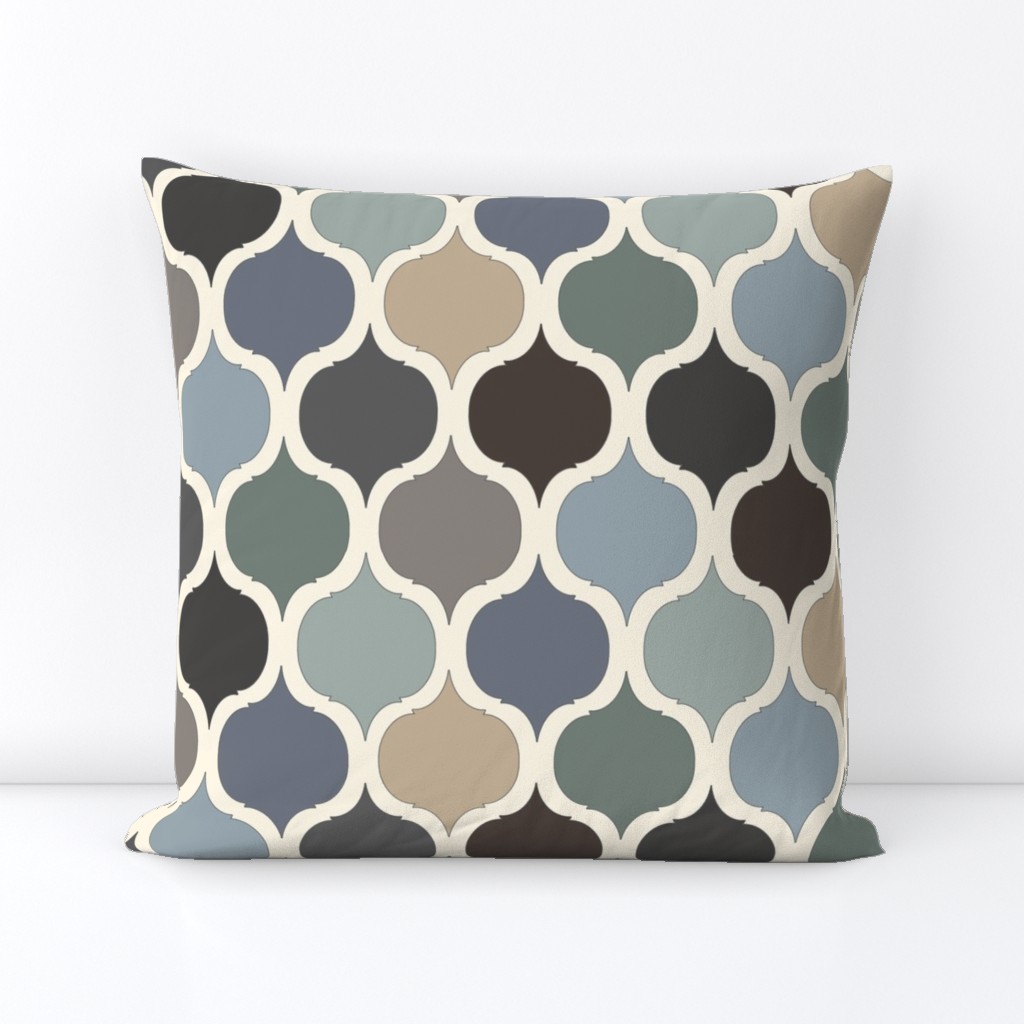 Moroccan Tile Print - Blue/Grey/Green