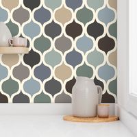 Moroccan Tile Print - Blue/Grey/Green