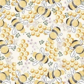 Watercolor Honey Bees
