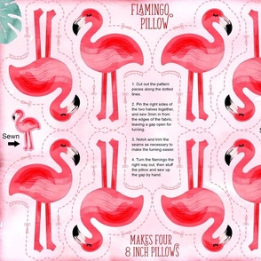 Flamingo plushie fat quarter 8 inch