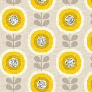 mid century sunflowers taupe 3-custom