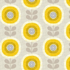 mid century sunflowers taupe2-custom